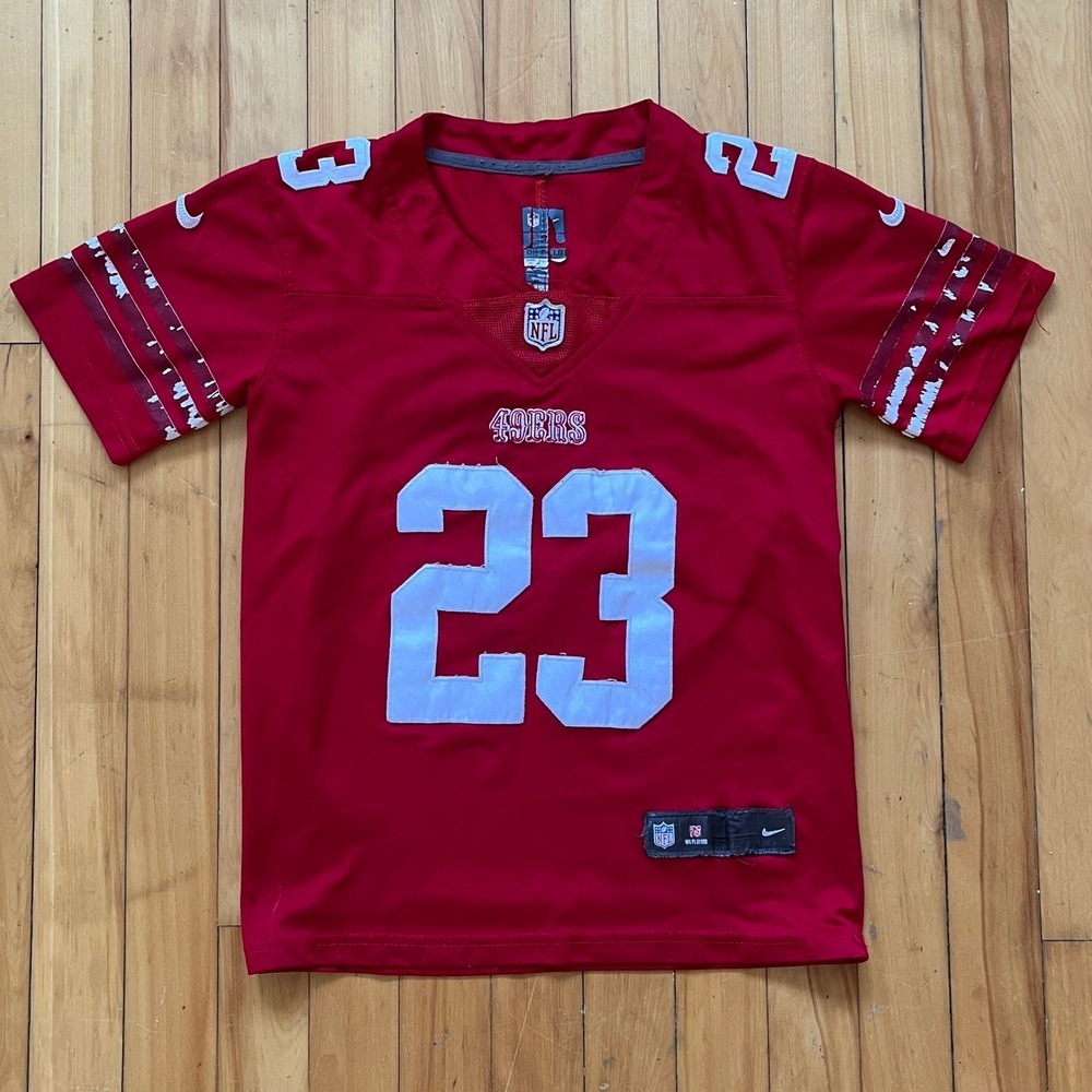 Christian McCaffrey 23 NFL Jersey Red San Francisco 49ers Youth Size S 8